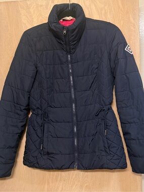 Hollister Women's Navy Quilted Packable Cold-Weather Coat jacket
